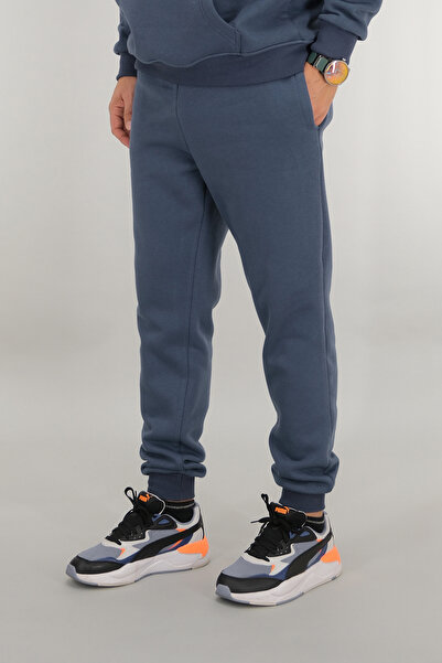 Souris Erkek Petrol Mavisi Eşofman Altı Rahat Kesim 3 iplik Şardonlu İpli Ribana Bel