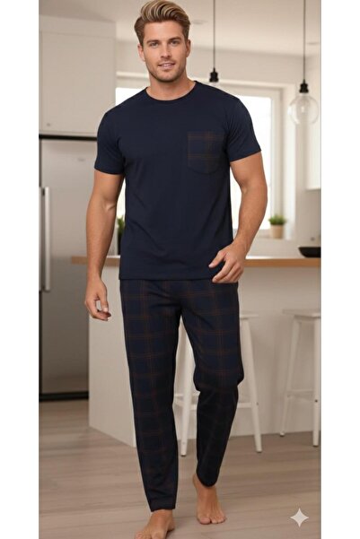 Sude HOMEWEAR FÉRFI KOCKÁS MINTÁS RÖVID UJJÚ PIZSÁMAKOSZTÓSZ