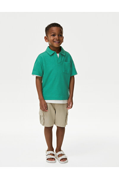 Marks & Spencer Saf Pamuklu Örme Polo Yaka T-Shirt (2-7 Yaş)