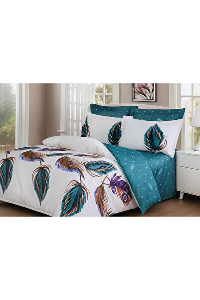 Casa Pucioasa Fine Cotton Bed Linen 6 Pieces - Feather Pattern, Regular Sheet 230x250