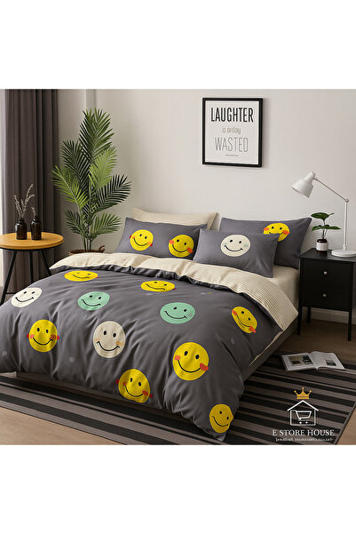 Casa Pucioasa Fine Cotton Bed Linen 6 Pieces - Casa Pucioasa, Colorful Smiley Pattern