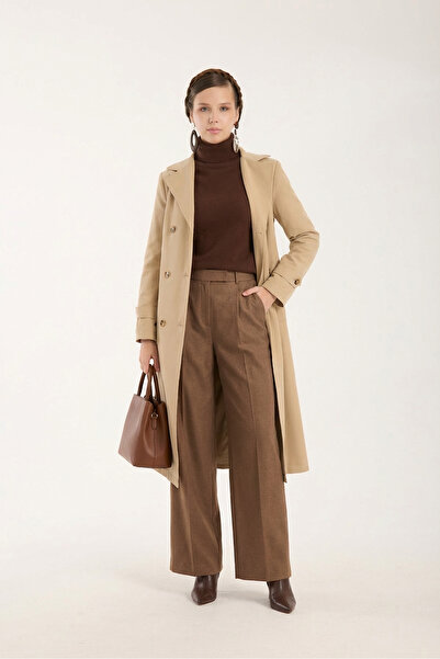 Soydan Güner Kadın Su Geçirmez Kırışmaz Ara Boy Trençkot Bej 5510