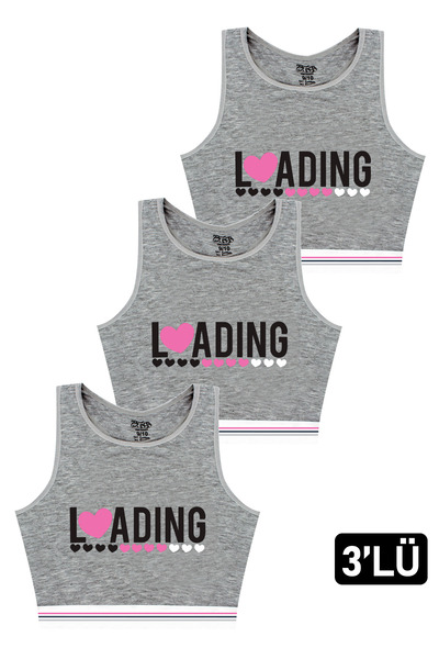 Öts 3-Piece Gray Cotton Lycra Half Tank Top Bustier Set for Girls