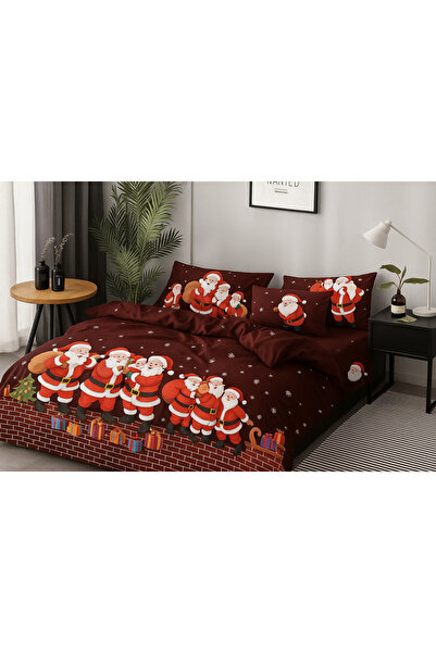 Casa Pucioasa Christmas Bed Linen - Fine Cotton 6 Pieces, Santa Claus Pattern, Fitted Sheet 230x250