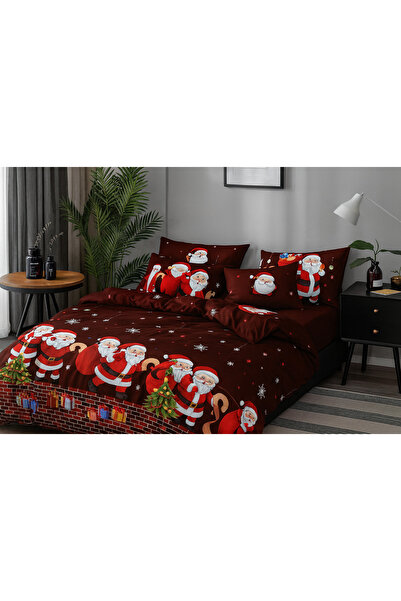 Casa Pucioasa Christmas Bed Linen - Fine Cotton 6 Pieces, Santa Claus Pattern, Fitted Sheet 230x250