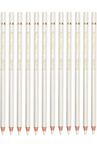 Generic Set of 6 White Charcoal Pencils — Erasable, Medium Tip, Wood Texture for Artists