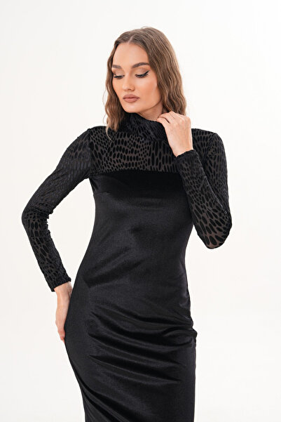 MILANOFOX Velvet Devore High Neck Dress