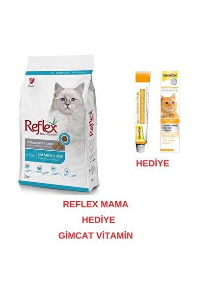 Reflex Somonlu Kisirlastirilmis Kedi Mamasi 2kg + Gimcat 20 GR Vitamin Hediyeli