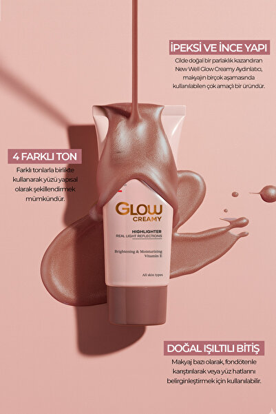 New Well Glow Creamy Highlighter Doğal Işıltılı Krem Aydınlatıcı 30 ML Carnelian 03