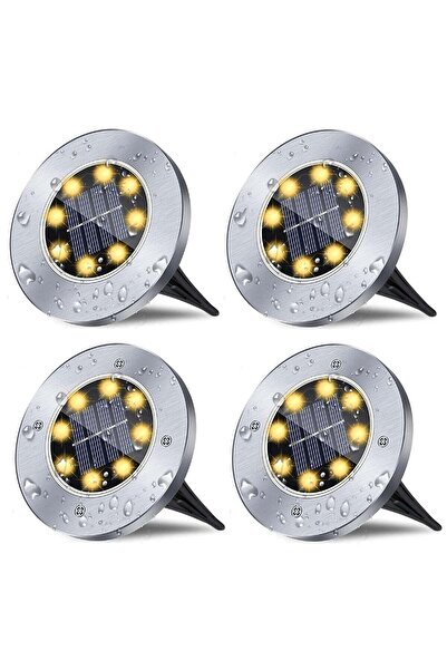 Generic 4 pcs Solar Ground Lights Outdoor - 8 LED Waterproof Solar Garden Lights (Warm White)