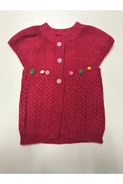 Baby Slon Kids Clup Kışlık düğmeli ponponlu desenli triko kız bebek süveter y...