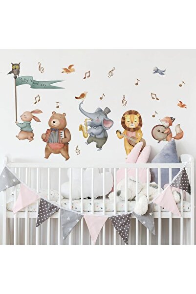 Generic ملصق حائط برسومات حيوانات موسيقية كرتونية من ميكوز - ديكور غرفة الأطفال