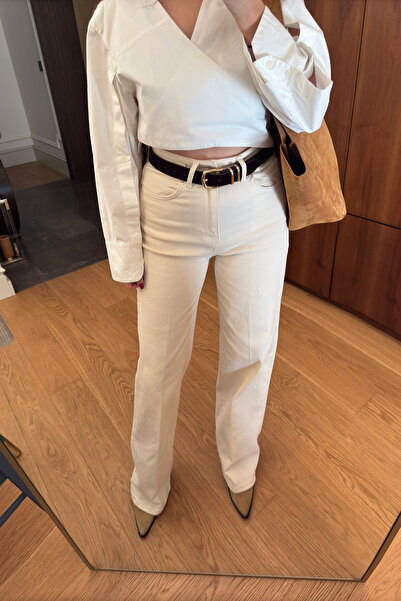 MAGARDE New Season Gabardine Jean with Belt - Ecru