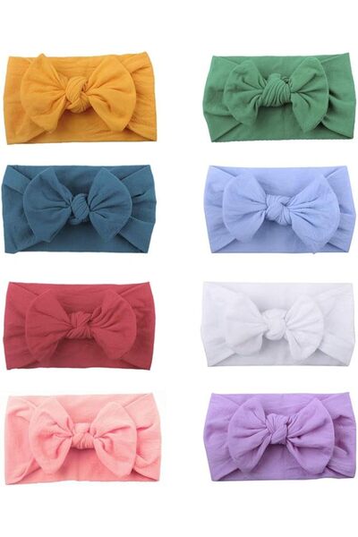 ARI Bow Headband for Baby Girls, Soft Nylon Handmade Turban (Multiple Colors)