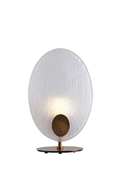 Heka Gana Beyaz Buzlu Cam Eskitme Metal Led Masa Lambası