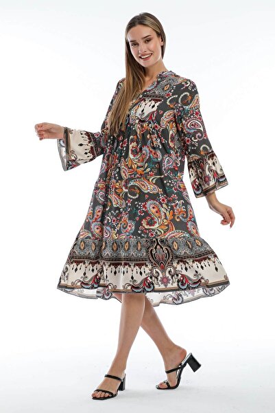 della moor Smoked Italian Shawl Patterned Casual Dress