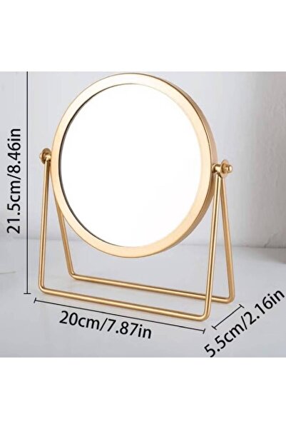NKX مرآة طاولة ذهبية قصيرة - مرآة مكياج مكتبية على طراز المشاهير للمساكن والطلاب