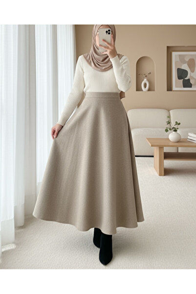 Modamorfo Zippered bell bottom skirt - beige