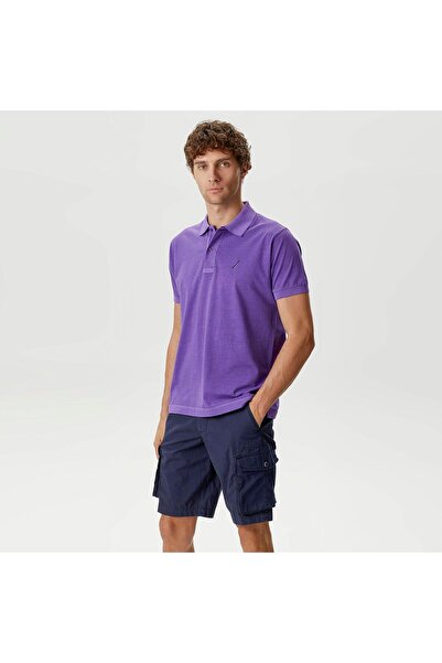 Nautica Men's Purple Classic Fit Short Sleeve Polo Neck T-Shirt