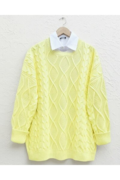 Modamorfo Honeycomb Pattern Winter Casual Knit Sweater -Yellow