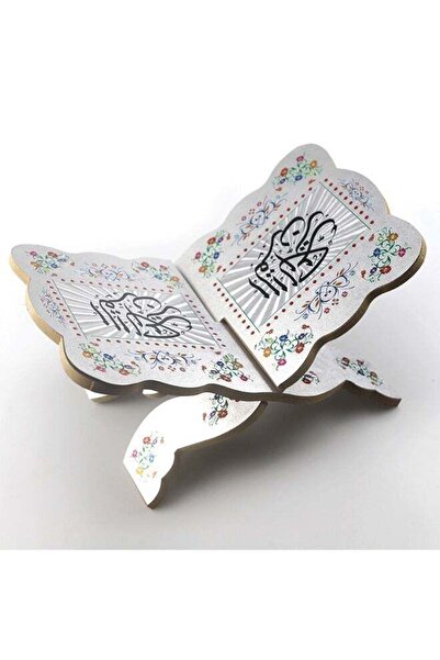 Generic Double Sided Quran Holder with Carving Pattern - Foldable Wooden Book Stand
