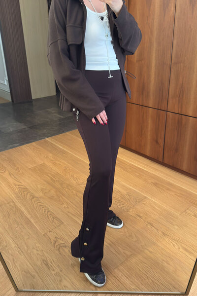 MAGARDE Buttoned Leggings - Brown