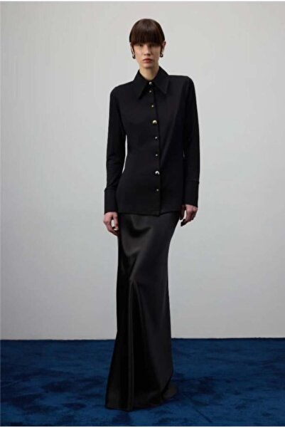 Touche Metal Düğmeli Çelik Gömlek Siyah