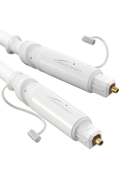 KABELDIREKT TOSLINK Optical Audio Cable, 4 m, White