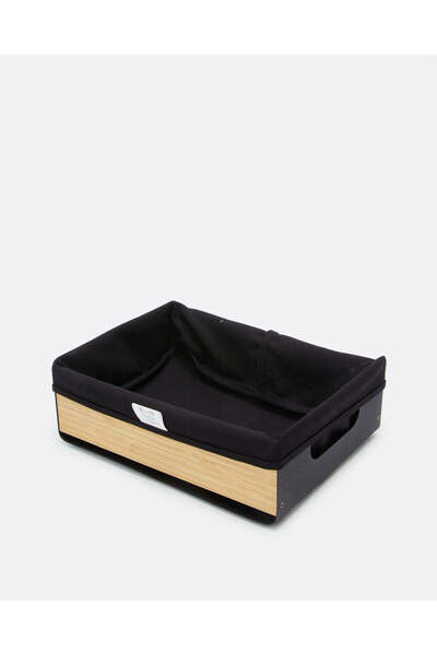 REDTAG Black Rectangle Iron With Bamboo Bread Basket