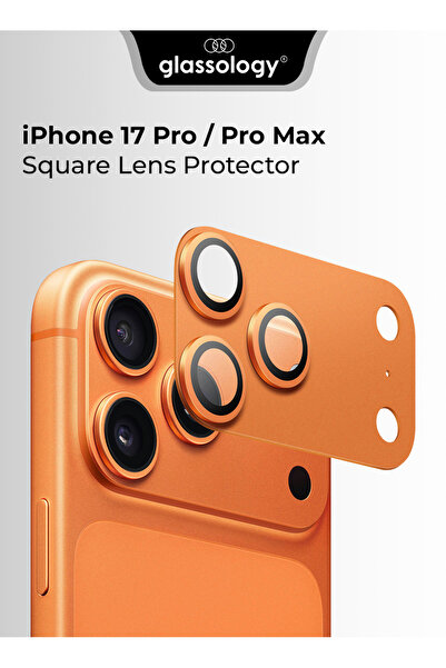 Glassology واقي عدسة مربع لهاتف iPhone 17 Pro/Pro Max - برتقالي