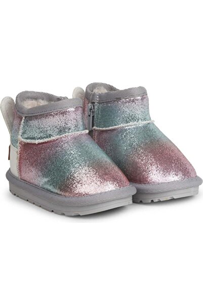 BUCKHEAD Shasta Girl's Gray Color Fur Inside Glittery Zippered Boots (Size 21-30)