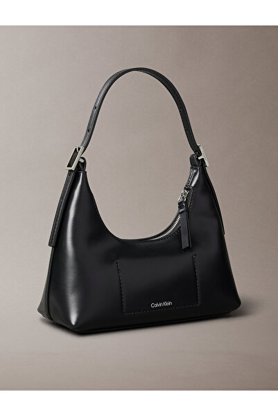 Calvin Klein Monogram Logo Emblem Leather Small Shoulder Bag