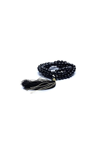 Bracelet Mala Shungit ,108 mărgele + sac de brocart -- 0.6 cm