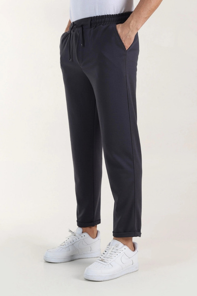 EXSPORT Diagonal Fabric Slimfit Comfortable Fit Double Leg Men's Trousers with Back Pockets