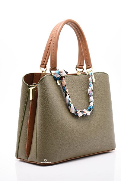Jasmin Khaki Shoulder Strap Three Compartment Women's Shoulder Bag