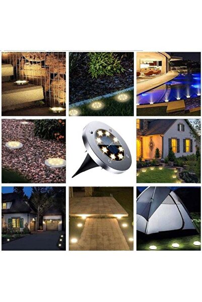 Generic 4 pcs Solar Ground Lights Outdoor - 8 LED Waterproof Solar Garden Lights (Warm White)