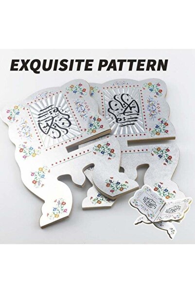 Generic Double Sided Quran Holder with Carving Pattern - Foldable Wooden Book Stand