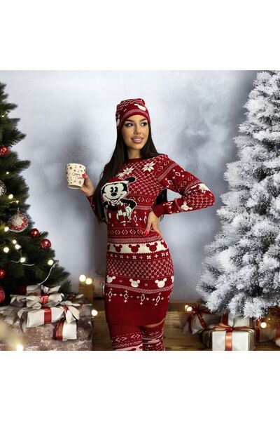 Pretty set consisting of Christmas dress with jumpsuit and hat