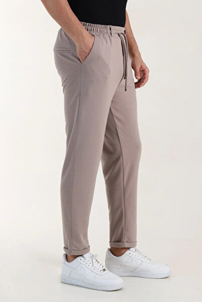 EXSPORT Diagonal Fabric Slimfit Comfortable Fit Double Leg Men's Trousers with Back Pockets