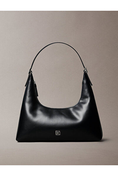 Calvin Klein Emblem Logo Smooth Leather Shoulder Bag