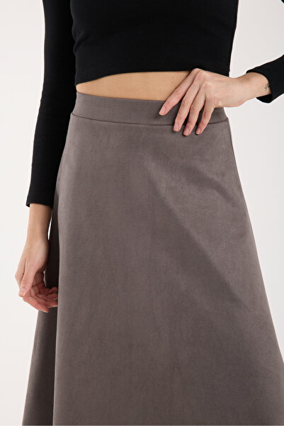 DeChival Long Suede Skirt - 90 cm Full Length Flawed Suede Skirt