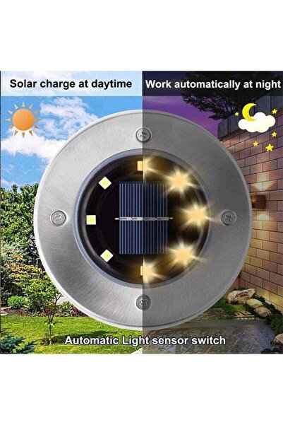 Generic 4 pcs Solar Ground Lights Outdoor - 8 LED Waterproof Solar Garden Lights (Warm White)