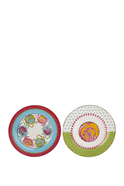Lucky Art Estelle Karışık Desenli Bone Porselen 4'lü Tabak Seti
