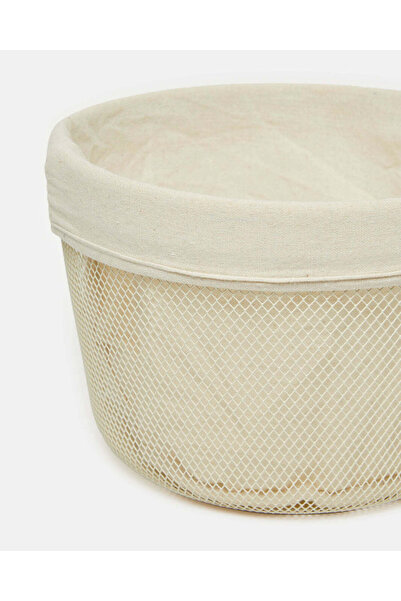 REDTAG White Metal Round Basket With Fabric