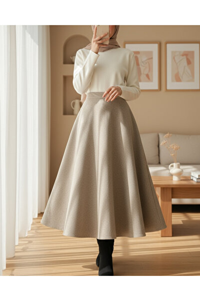 Modamorfo Zippered bell bottom skirt - beige