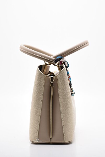 Jasmin Beige Shoulder Strap Three Compartment Women's Shoulder Bag