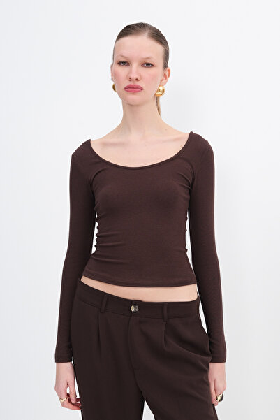 Addax U Neck Basic Modal Blouse B4410