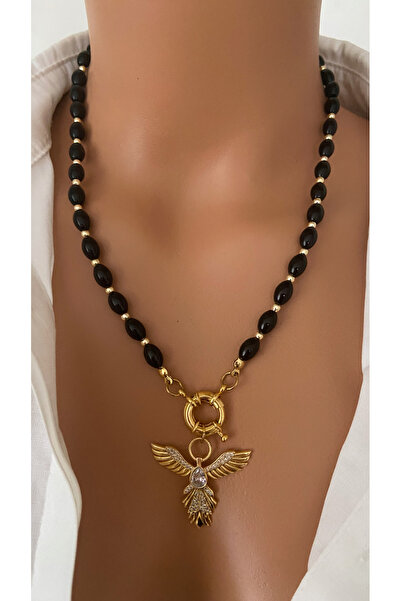 TARZ-I TAKI Natural Stone Black Barley Cut Onyx Stone Zircon Stone Anka Bird ...