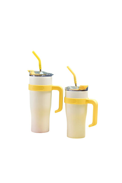 FEEQ كوب معزول سعة 40 أونصة بمقبض وقشة