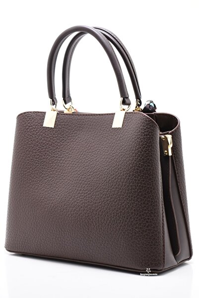 Jasmin Brown Three-Compartment Women's Shoulder Bag with Shoulder Strap